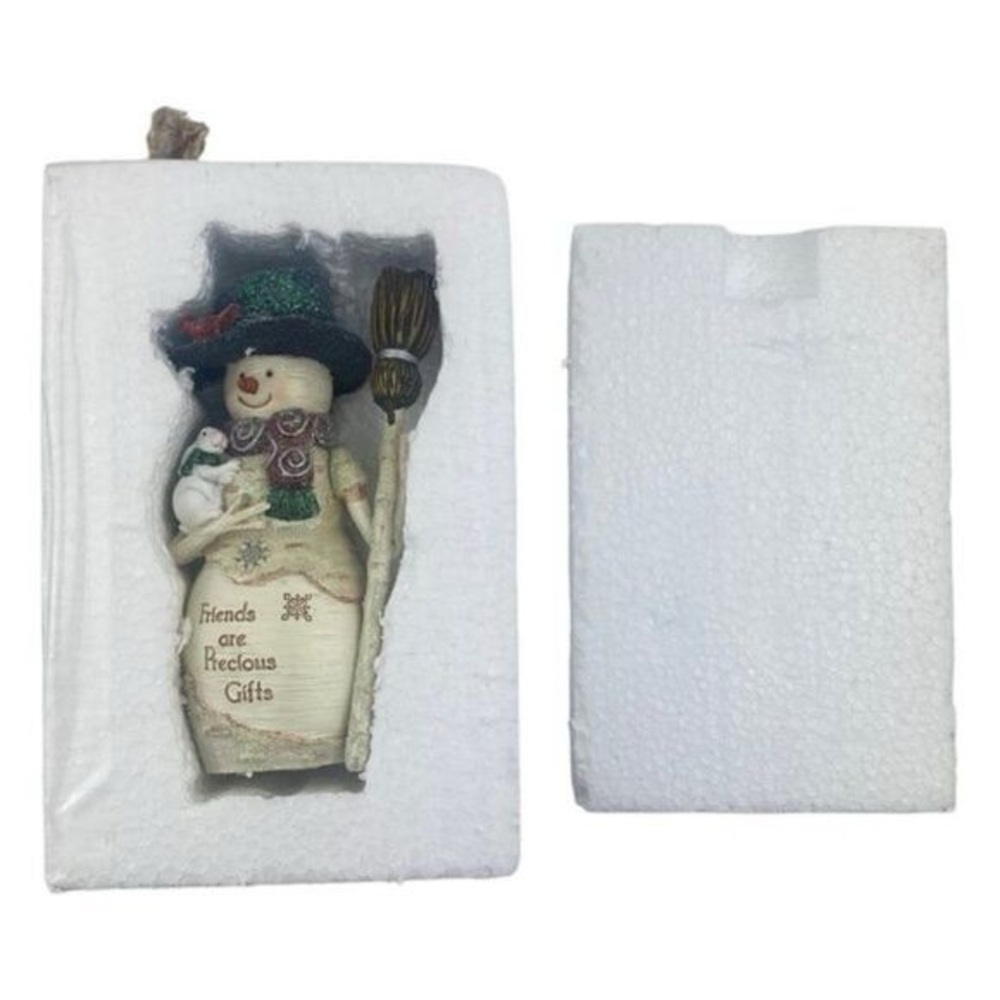 BIRCH HEARTS Precious Gifts 6 inch Snowman Holding A Broom Christmas Collectible - Picture 3 of 6
